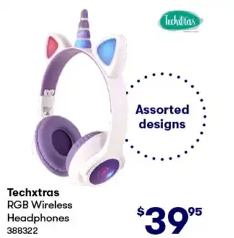 BIG W Techxtras RGB Wireless Headphones 388322 offer