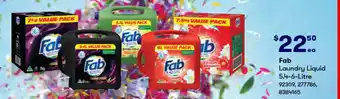 BIG W Fab Laundry Liquid 5.4-6-Litre 92309, 277786, 8384165 offer