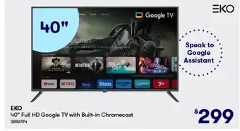 BIG W ΕΚΟ 40" Full HD Google TV with Built-in Chromecast 388094 offer