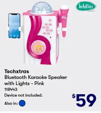 BIG W Techxtras Bluetooth Karaoke Speaker with Lights - Pink offer