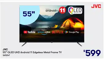 BIG W JVC 55" QLED UHD Android 11 Edgeless Metal Frame TV offer