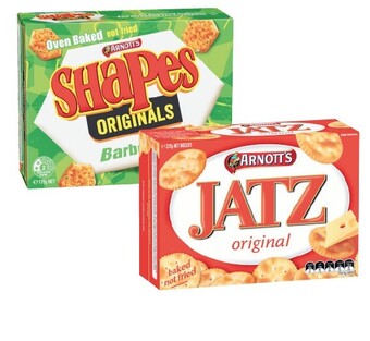 Coles Arnottu2019s Shapes Crackers 160g-190g or Jatz Crackers 225g offer