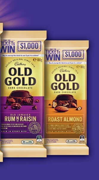 Coles Cadbury Old Gold Block Chocolate 180g offer