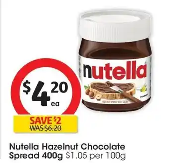Coles Nutella Hazelnut Chocolate Spread offer