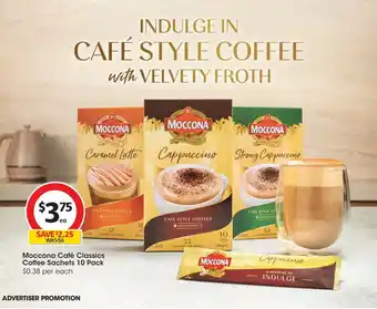Coles Moccona Café Classics Coffee Sachets 10 Pack offer