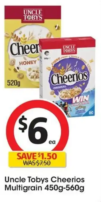 Coles Uncle Tobys Cheerios Multigrain 450g-560g offer