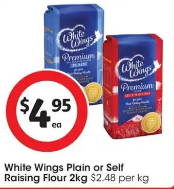 Coles White Wings Plain or Self Raising Flour 2kg offer