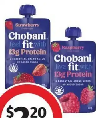 Coles Chobani Fit High Protein Yogurt Pouch 140g offer