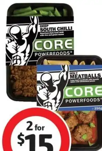 Coles Core Powerfoods Frozen Meal 350g offer
