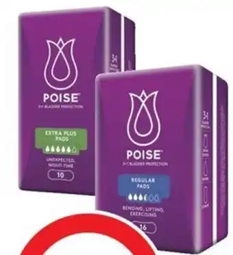 Coles Poise Pads For Bladder Leaks Regular 16 Pack or Extra Plus 10 Pack offer