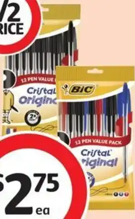 Coles Bic Cristal Original Pens 12 Pack offer