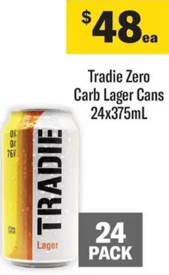 Coles Tradie Zero Carb Lager Cans offer
