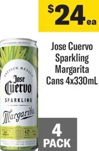 Coles Jose Cuervo Sparkling Margarita Cans 4x330mL offer