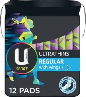 U by Kotex Ultra Thin Sport Regular Pads with Wings 12 Pack