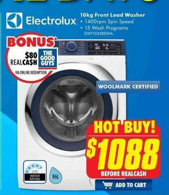 The Good Guys Electrolux - 10kg Front Load Washer offer