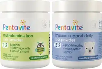 Coles Pentavite Mutlivitamin + Iron or Immune Support Daily Kids Powder 100g offer