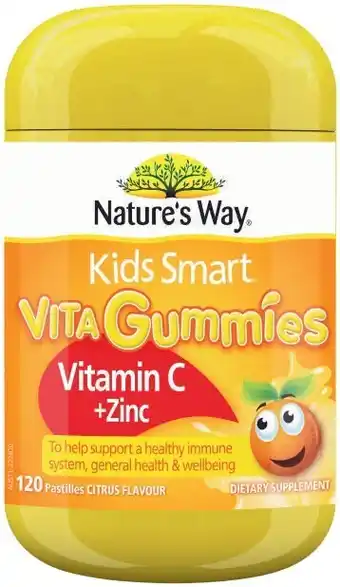 Coles Natureu2019s Way Kid Smart Vita Gummies Vitamin C + Zinc Tablets 120 Pack offer