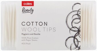 Coles Coles Cotton Wool Tips Paper Stem 400 Pack offer