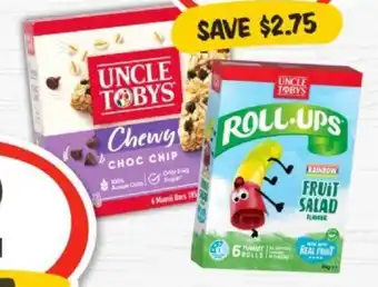 IGA Uncle Tobys Muesli Bars or Roll-Ups offer