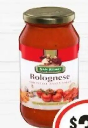 IGA San Remo Pasta Sauce 500g offer