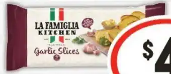 IGA La Famiglia Kitchen Traditional Garlic Bread Slices 270g offer