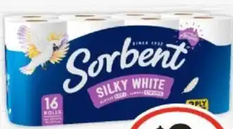 IGA Sorbent Silky White Toilet Rolls 16 Pack offer