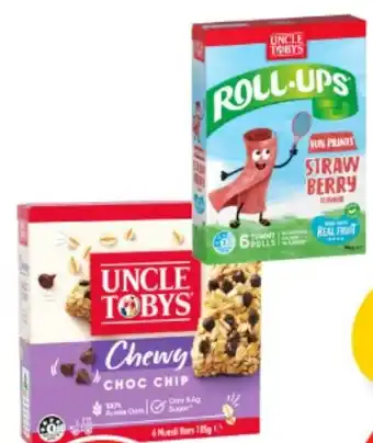 IGA Uncle Tobys Muesli Bars or Roll-Ups 6 Pack offer