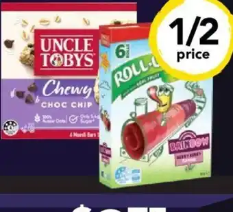 Drakes Uncle Tobys Muesli Bars 185g or Roll-Ups 94g offer