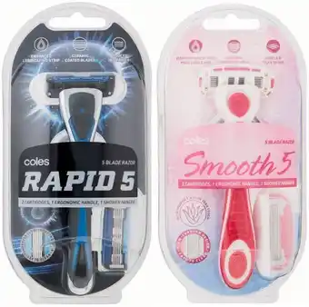 Coles Coles Menu2019s or Womenu2019s Rapid 5 System Razor 1 Pack offer