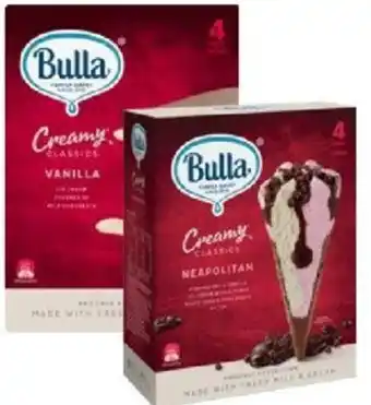Drakes Bulla Creamy Classics Ice Cream Cones, Sandwich or Sticks 4 Pack offer