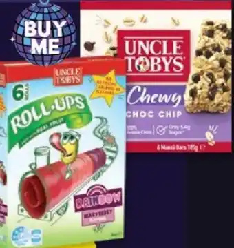 Drakes Uncle Tobys Muesli Bars 185g or Roll-Ups 94g offer