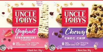Foodland Uncle Tobys Muesli Bars 185g offer