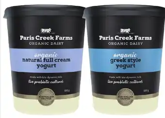 Foodland Paris Creek Farms Organic Yoghurt 500g offer