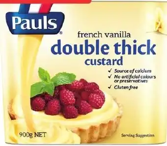 Foodland Pauls Double Thick Custard Pauls Double Thick Custard 900g $0.59 per 100g offer