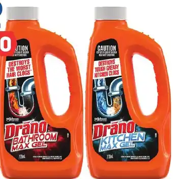 Foodland Drano Bathroom or Kitchen Drain Gel 770ml offer