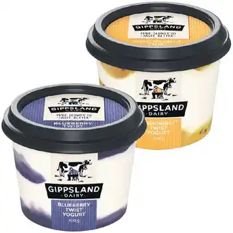 Woolworths Gippsland dairy twist yogurt 700g offer