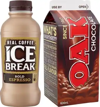 IGA Ice break real coffee or oak flavoured milk 500-600ml selected varieties offer