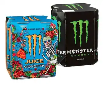 IGA Monster energy drink 4x500ml selected varieties offer