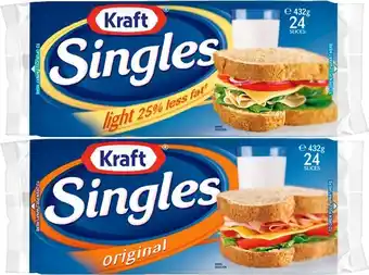 IGA Kraft cheese singles original or light 432g offer