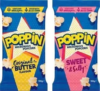 IGA Poppin microwave popcorn 85‑100g selected varieties offer
