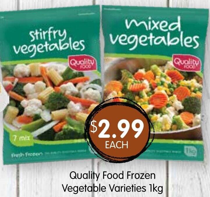 Quality Food Frozen Vegetable Varieties 1kg offer at Spudshed