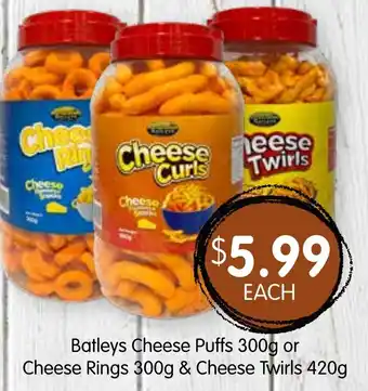 Spudshed Batleys Cheese Puffs 300g or Cheese Rings 300g & Cheese Twirls 420g offer