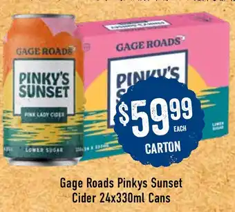 Spudshed Gage Roads Pinkys Sunset Cider 24x330ml Cans offer