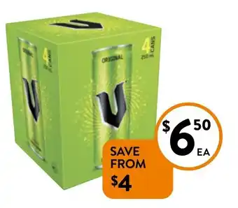 Foodworks V Energy Drink 4 Pack x 250ml offer