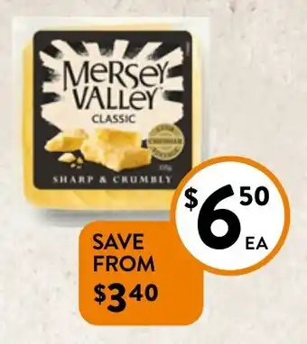 Foodworks Mersey Valley Vintage Cheese 235g offer