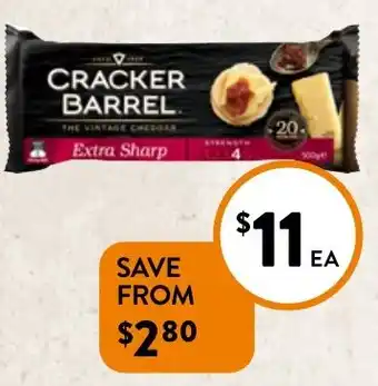 Foodworks Cracker Barrel Extra Sharp Cheese Block 500g offer