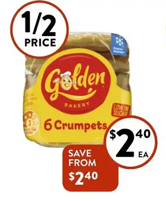 Foodworks Golden Crumpets 6 Pack 300g offer