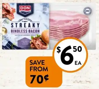 Foodworks Don Crafted Cuts Streaky or Pan Size Bacon 180/200g offer