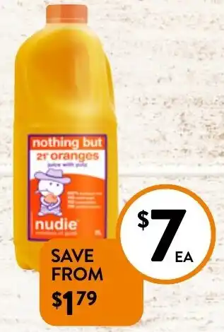 Foodworks Nudie Nothing But Juice 2L offer
