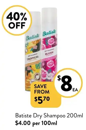 Foodworks Batiste Dry Shampoo 200ml offer